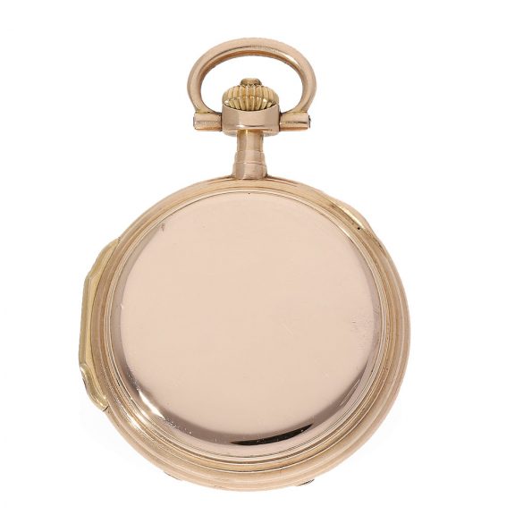 Swiss very fine Louis XV 14 Carat pink gold full hunter cased watch Circa 1900 Swiss very fine Louis XV 14 Carat pink gold full hunter cased watch Circa 1900