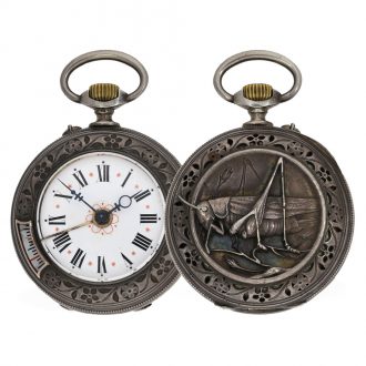 Swiss silver “The Cricket Alarm Watch” in very old case Circa 1890