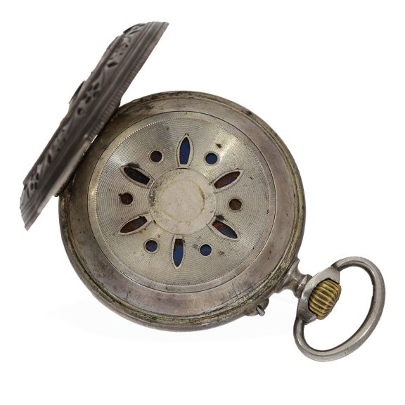 Swiss silver “The Cricket Alarm Watch” in very old case Circa 1890 Swiss silver “The Cricket Alarm Watch” in very old case Circa 1890