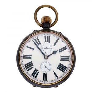 Swiss gunmetal watch with adjustable day counter Circa 1900