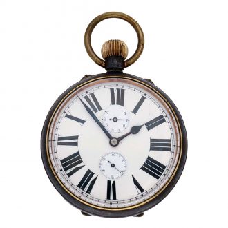 Swiss gunmetal watch with adjustable day counter Circa 1900