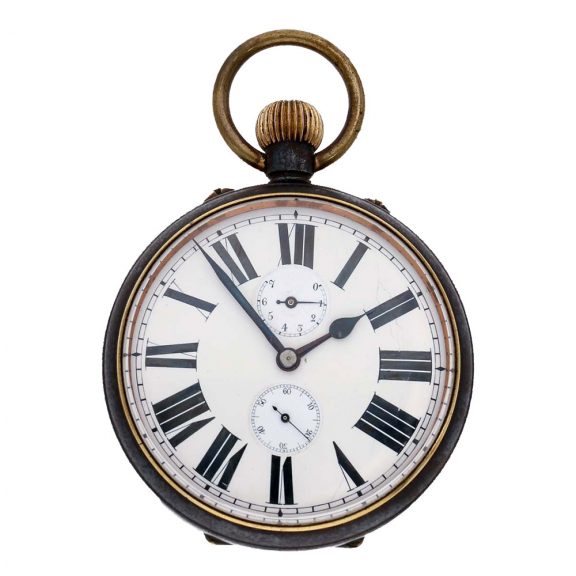 Swiss gunmetal watch with adjustable day counter Circa 1900