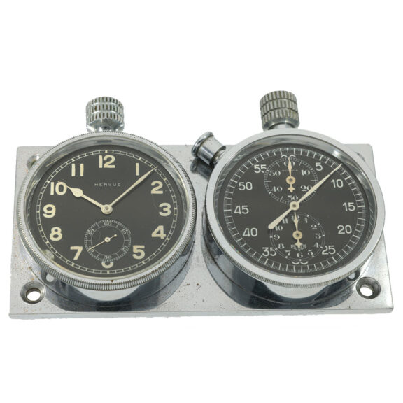 Swiss chrome plated dashboard watch with race timer Circa 1945 Swiss chrome plated dashboard watch with race timer Circa 1945