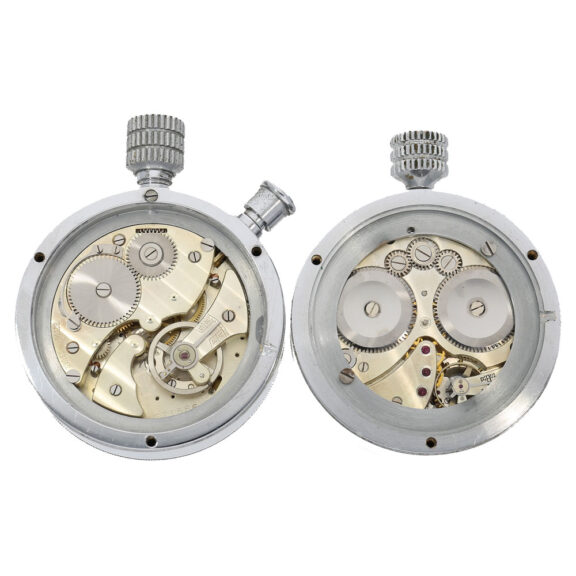 Swiss chrome plated dashboard watch with race timer Circa 1945 Swiss chrome plated dashboard watch with race timer Circa 1945