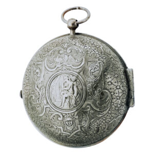 Decorative Dutch/Swiss engraved silver clock watch Circa 1770