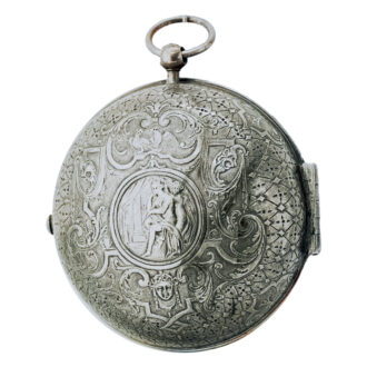 Decorative Dutch/Swiss engraved silver clock watch Circa 1770