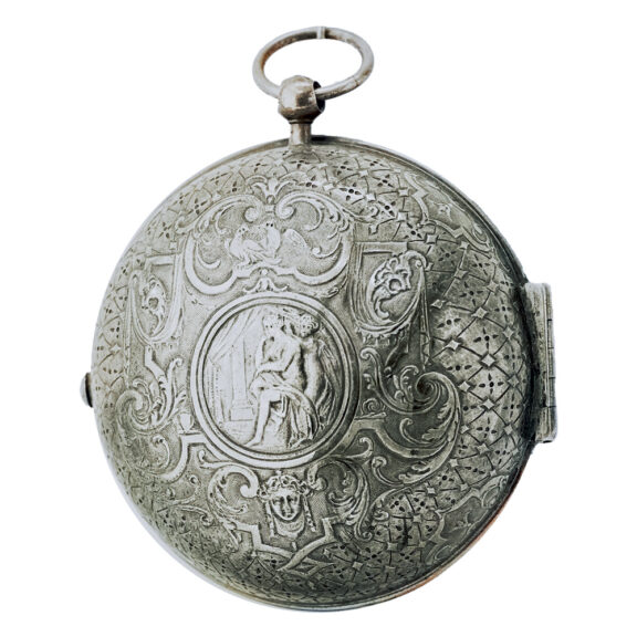 Decorative Dutch/Swiss engraved silver clock watch Circa 1770