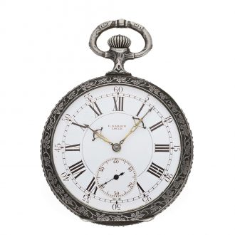 Very rare Swiss marksman's watch with silver relief case Circa 1906