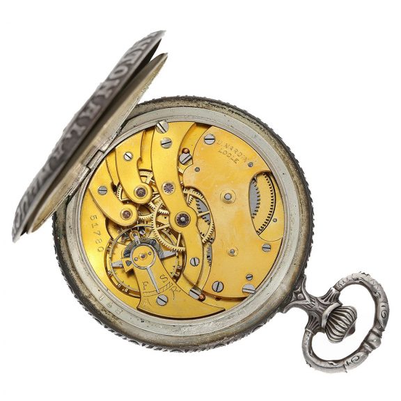Very rare Swiss marksman's watch with silver relief case Circa 1906 Very rare Swiss marksman's watch with silver relief case Circa 1906