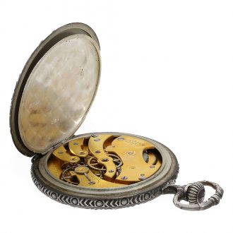 Very rare Swiss marksman's watch with silver relief case Circa 1906