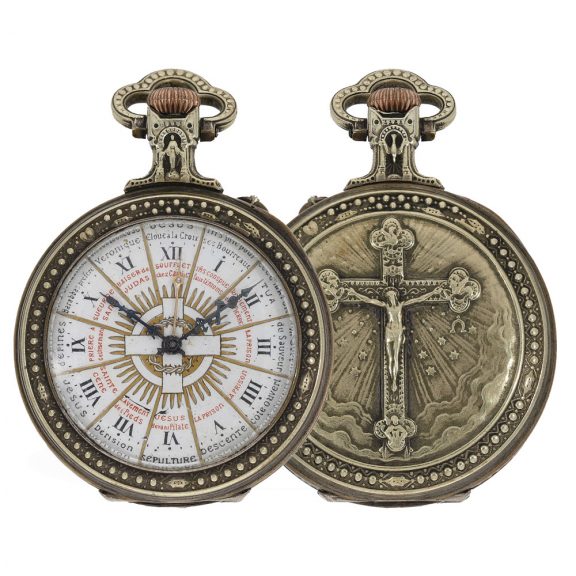 French silver pocket watch for Catholic priests Circa1880