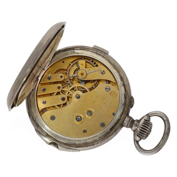 Swiss silver technically interesting split seconds chronograph Circa 1890 Swiss silver technically interesting split seconds chronograph Circa 1890