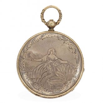 Swiss metal captain's watch with compass Circa 1850
