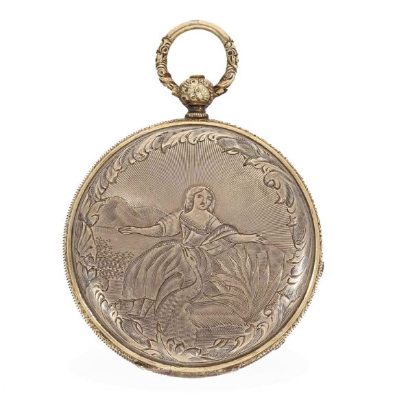 Swiss metal captain's watch with compass Circa 1850 Swiss metal captain's watch with compass Circa 1850