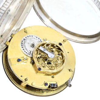 French silver verge original enamel dial with rare scene Circa 1805