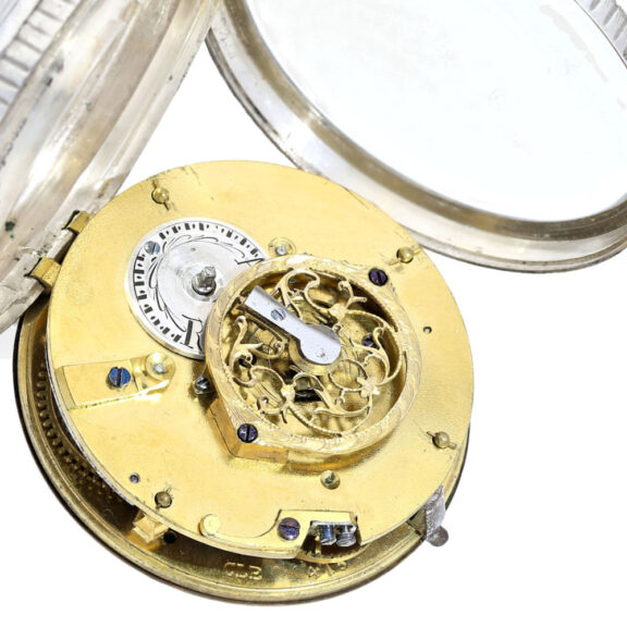 French silver verge original enamel dial with rare scene Circa 1805 French silver verge original enamel dial with rare scene Circa 1805