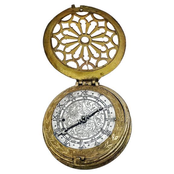 Large German gilded hour striking verge clock watch Circa 1625