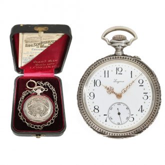 Swiss rare marksman's watch chronometer with original box Circa 1895