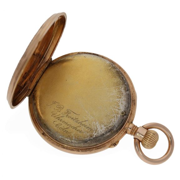 Swiss 14 carat gold rare watch with precision movement Circa 1890 Swiss 14 carat gold rare watch with precision movement Circa 1890