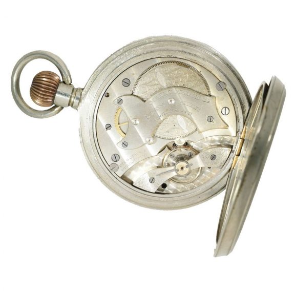 Swiss nickel travel watch with eight day movement Circa 1930 Swiss nickel travel watch with eight day movement Circa 1930