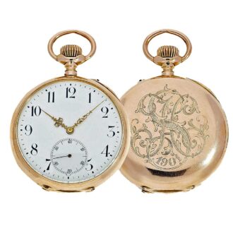 Swiss beautiful pink gold watch with rare caliber circa 1901