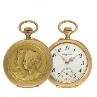 Swiss very rare marksman's watch with Art Nouveau relief case Circa 1907