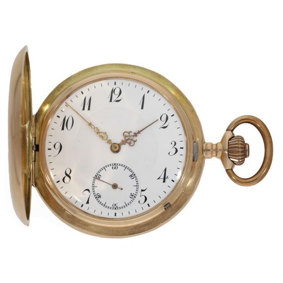German 14 carat gold full hunter cased watch Circa 1910