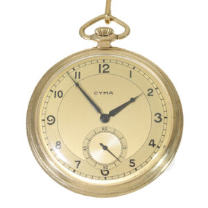 Swiss 14 carat gold Art Deco dress watch with gold chain Circa 1930