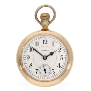 American 14 carat gold railway watch with chain Circa 1912