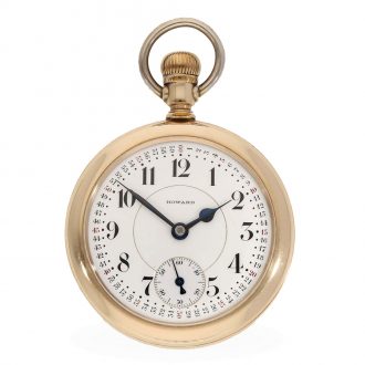 American 14 carat gold railway watch with chain Circa 1912