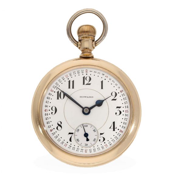 American 14 carat gold railway watch with chain Circa 1912