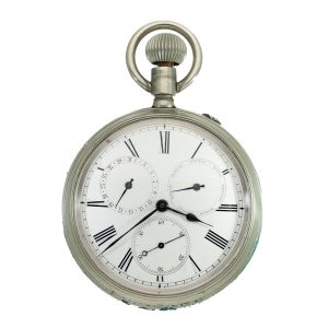 Swiss nickel military cavalry deck watch with original holster Circa 1874