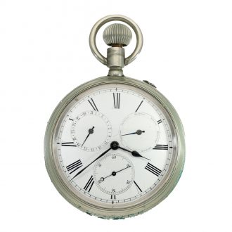 Swiss nickel military cavalry deck watch with original holster Circa 1874