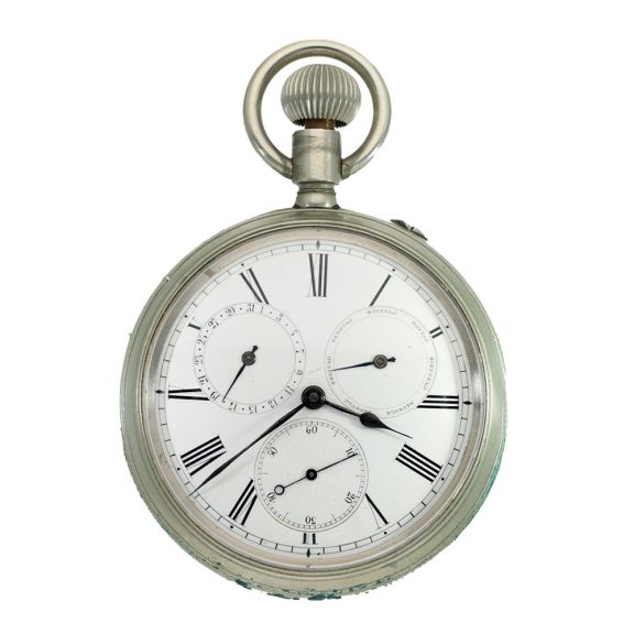 Swiss nickel military cavalry deck watch with original holster Circa 1874