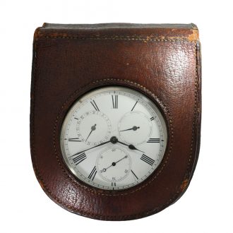 Swiss nickel military cavalry deck watch with original holster Circa 1874