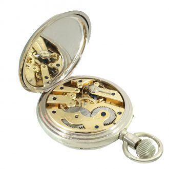 Swiss nickel military cavalry deck watch with original holster Circa 1874