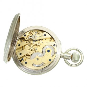 Swiss nickel military cavalry deck watch with original holster Circa 1874