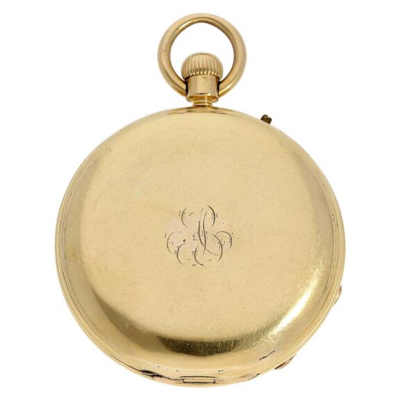 Very fine English gold hunting cased lever watch Circa 1875 Very fine English gold hunting cased lever watch Circa 1875
