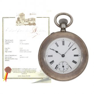 Swiss solid silver cased pocket watch a with rare shape Circa 1884