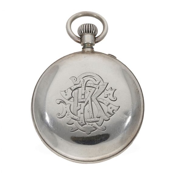 Swiss solid silver cased pocket watch a with rare shape Circa 1884