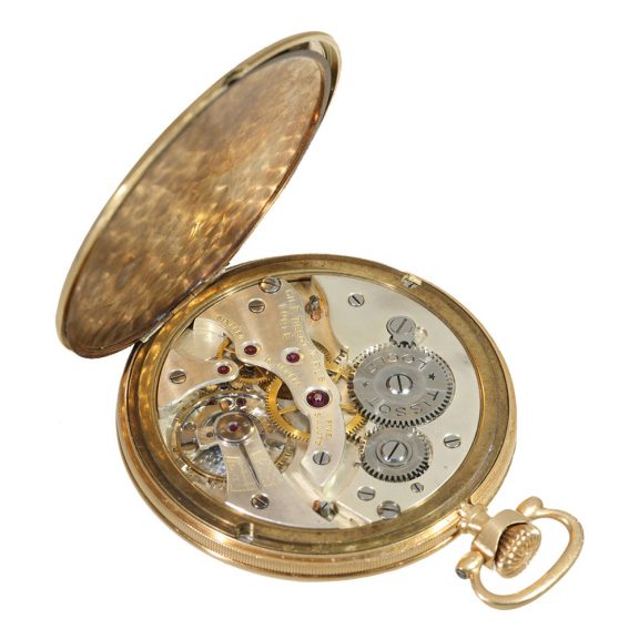 Swiss 14 carat gold dress watch with fine coined band Circa 1925 Swiss 14 carat gold dress watch with fine coined band Circa 1925