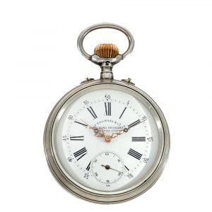Swiss silver double sided pocket watch with two time zones Circa 1880