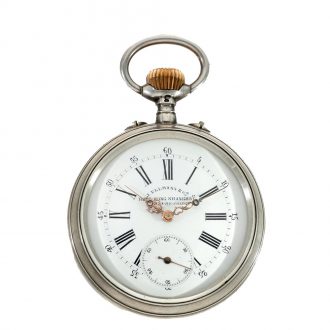 Swiss silver double sided pocket watch with two time zones Circa 1880
