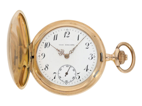 Swiss red gold full hunting cased "Union Horlogere" pocket watch Circa 1900
