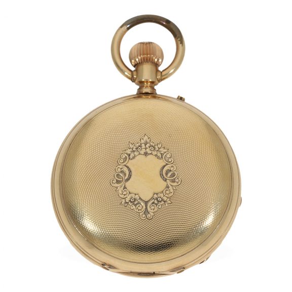 Swiss fine 14 Carat gold full hunter cased pocket watch Circa 1890 Swiss fine 14 Carat gold full hunter cased pocket watch Circa 1890