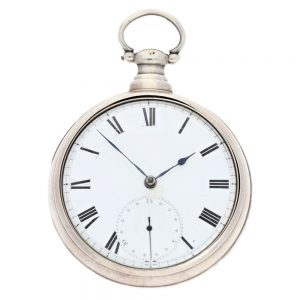 A rare English silver lever with diamond endstone Circa 1820