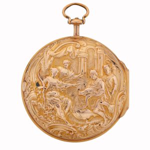 Fine Danish 20 carat gold keywind repousse watch Circa 1753