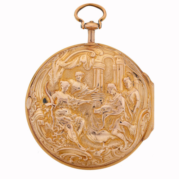 Danish 20 carat gold keywind repousse watch Circa 1753 Danish 20 carat gold keywind repousse watch Circa 1753