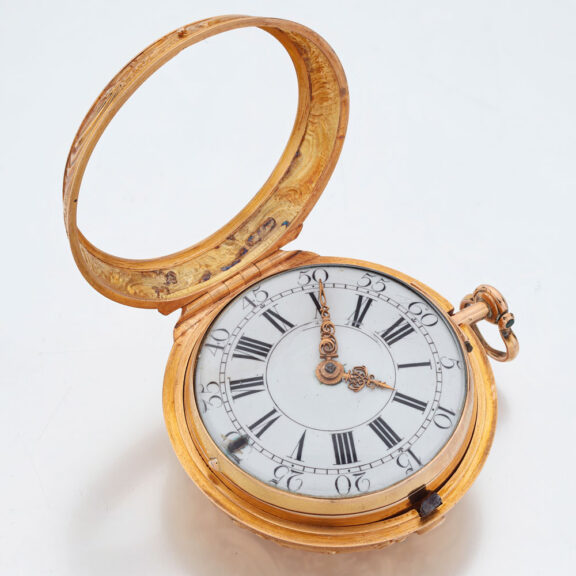 Fine Danish 20 carat gold keywind repousse watch Circa 1753 Fine Danish 20 carat gold keywind repousse watch Circa 1753