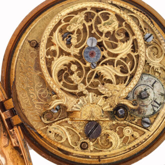 Fine Danish 20 carat gold keywind repousse watch Circa 1753